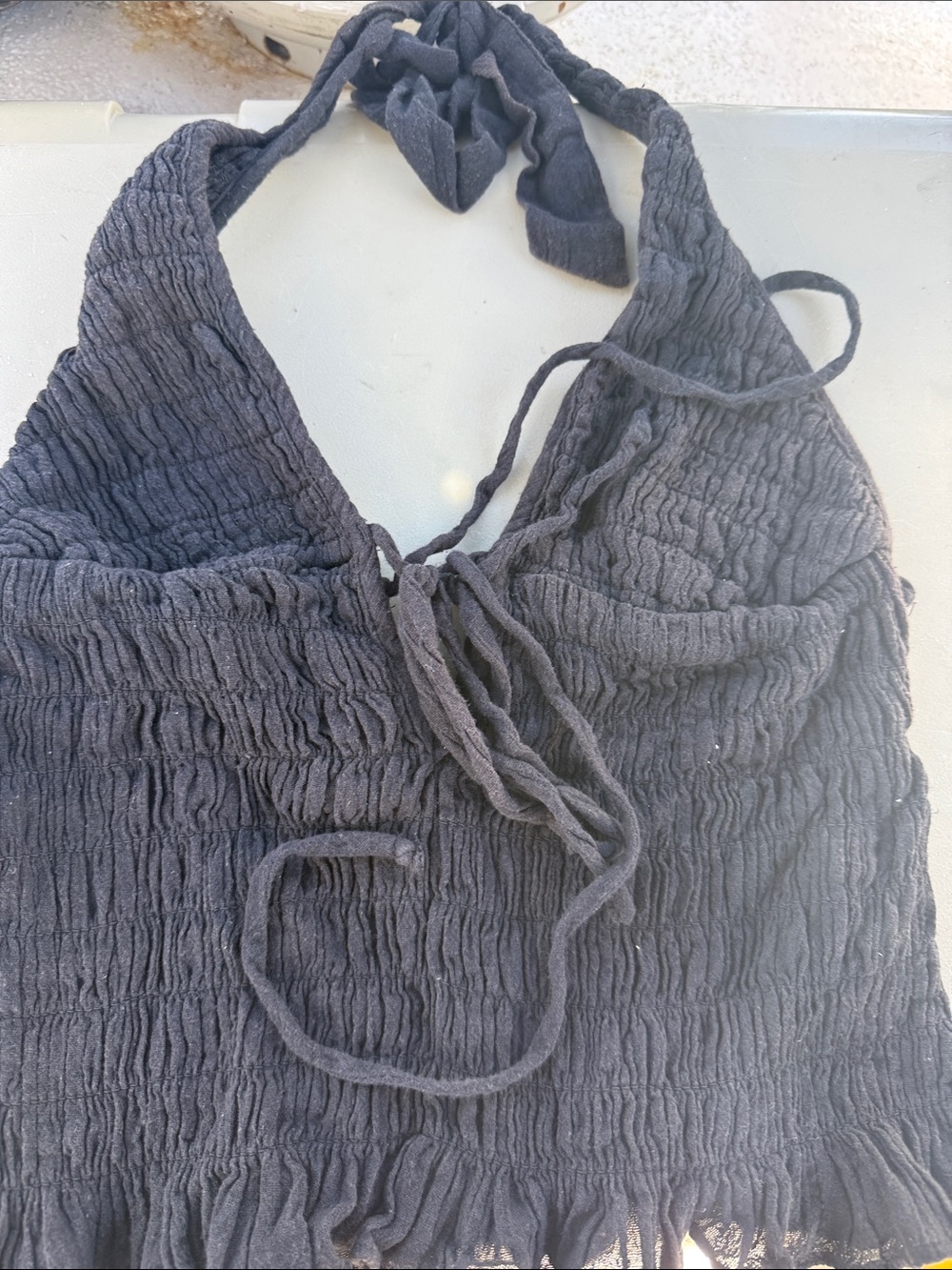 Free People Black Smocked Halter Tank Top
